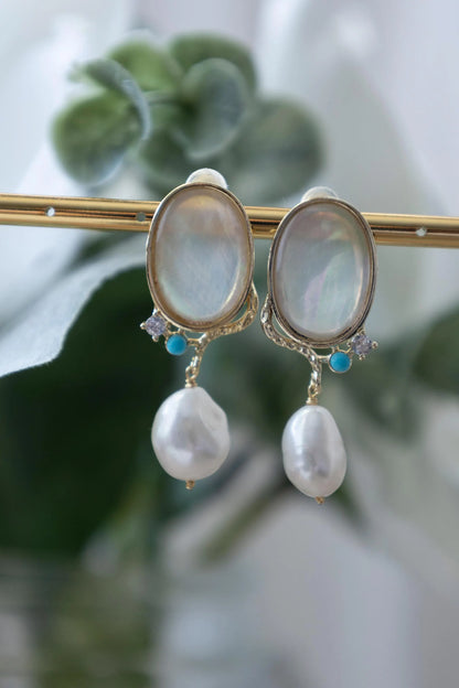 Baroque Pearl Dangle Earrings - Crafted with freshwater pearl