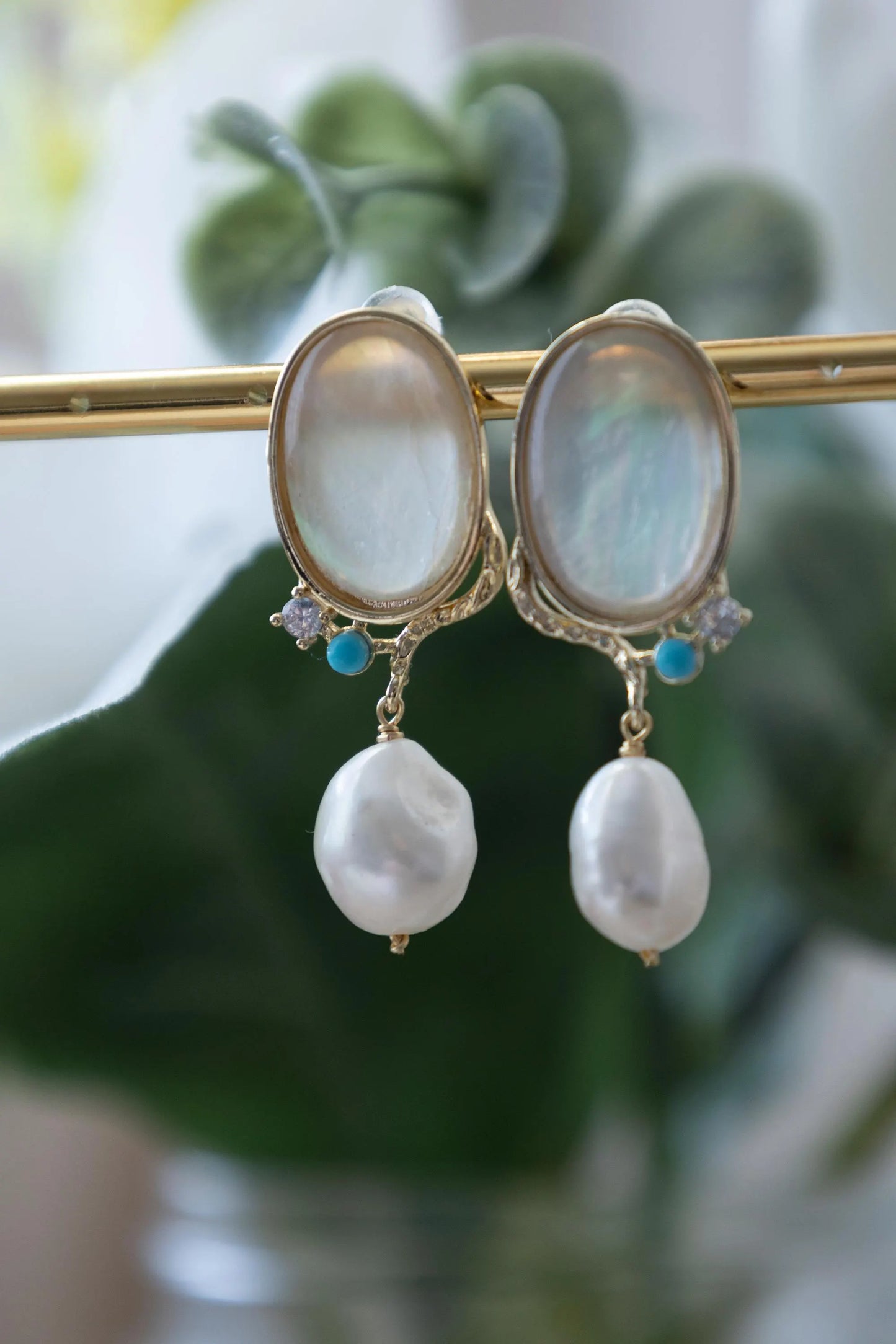 Baroque Pearl Dangle Earrings - Crafted with freshwater pearl