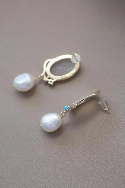 Baroque Pearl Dangle Earrings - Crafted with freshwater pearl