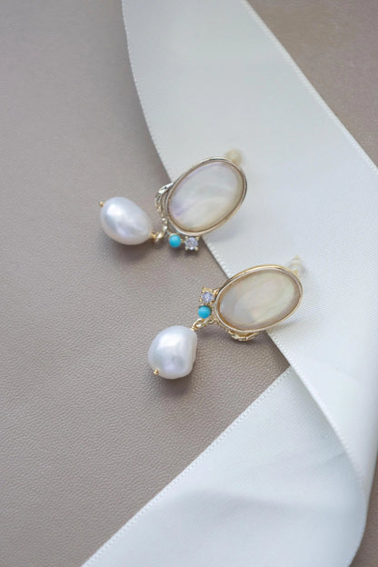 Baroque Pearl Dangle Earrings - Crafted with freshwater pearl