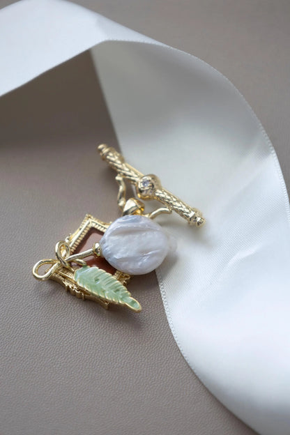 Rosa Damascena Pearl Brooch - Oil Painting Inspired Corsage