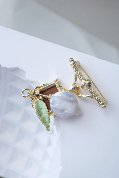 Rosa Damascena Pearl Brooch - Oil Painting Inspired Corsage