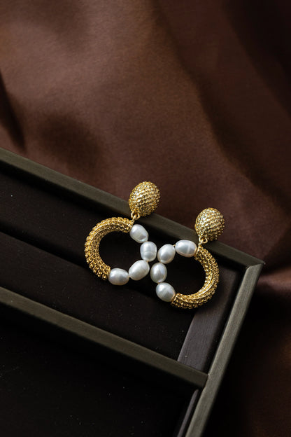 Handmade Half Pearls Drop & Dangle Earring, Vintage Style, Bridesmaid