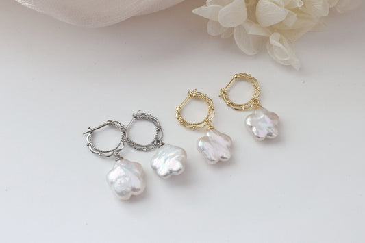 Plum Blossom Baroque Pearl Earrings