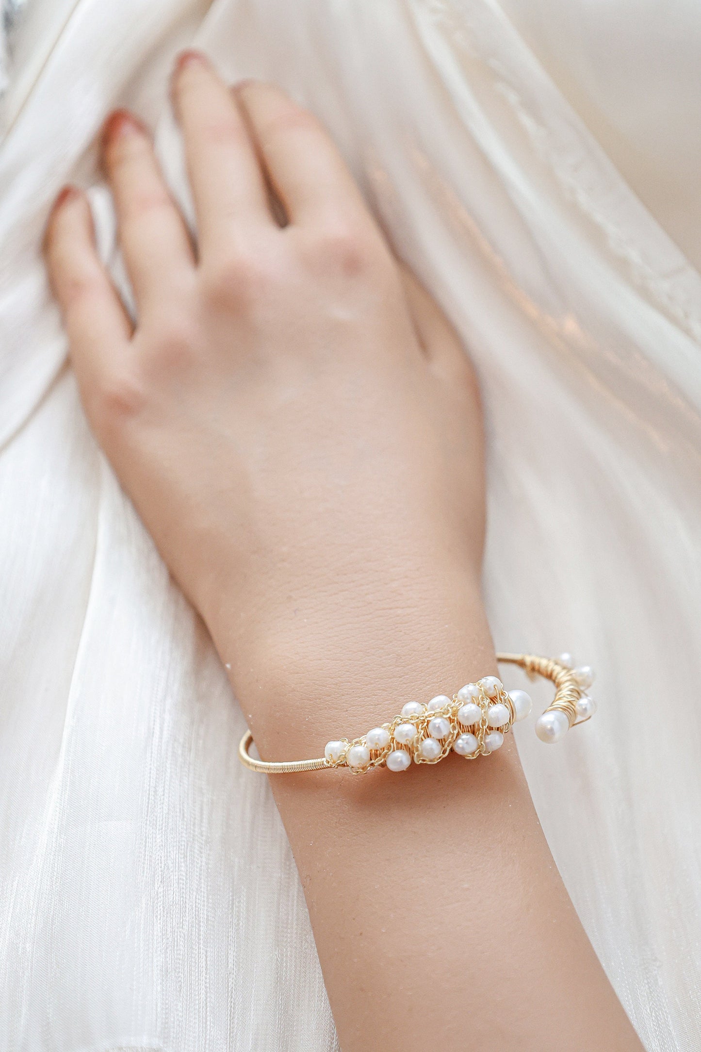"Bunch of Grapes" Pearl Cluster Cuff Bangle