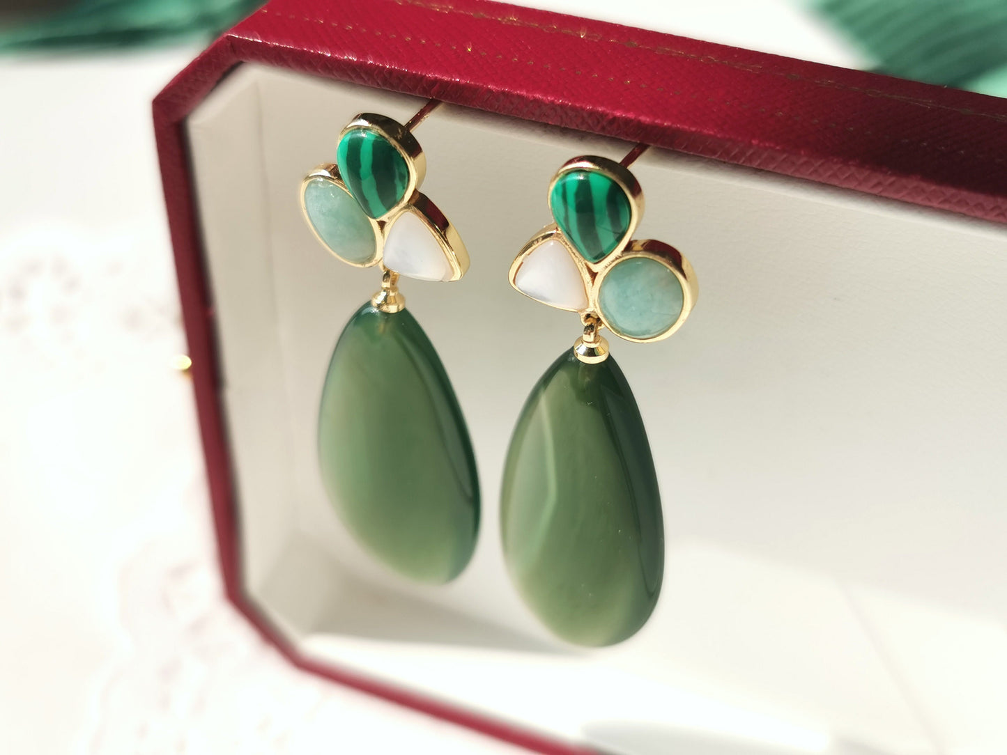 Amazonite & Rose Quartz Dripping Dangles