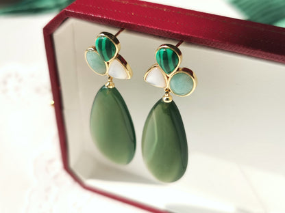 Amazonite & Rose Quartz Dripping Dangles