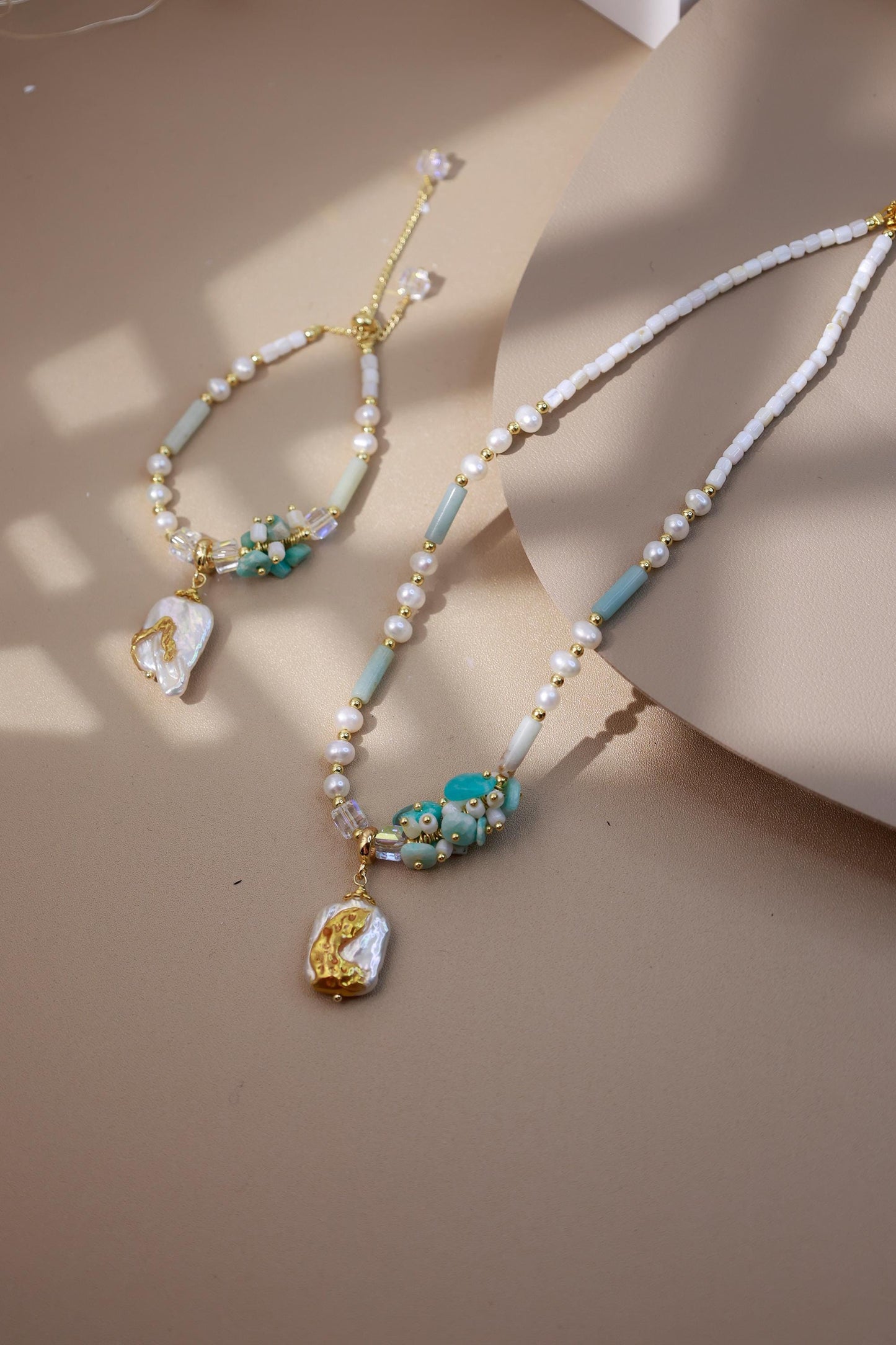 Hand-Painted Gold Foil Amazonite Set