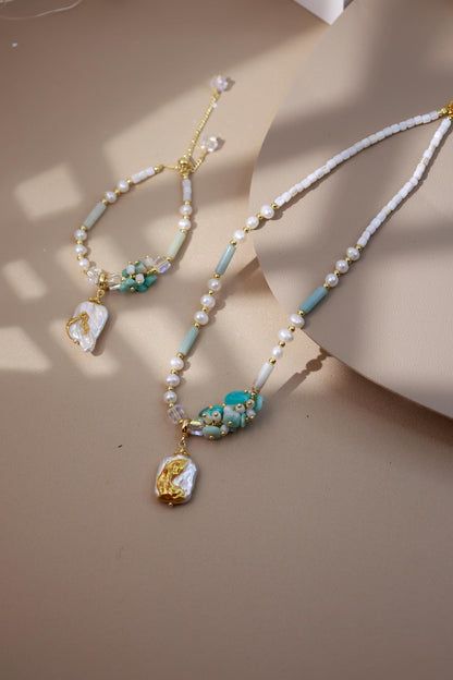 Hand-Painted Gold Foil Amazonite Set