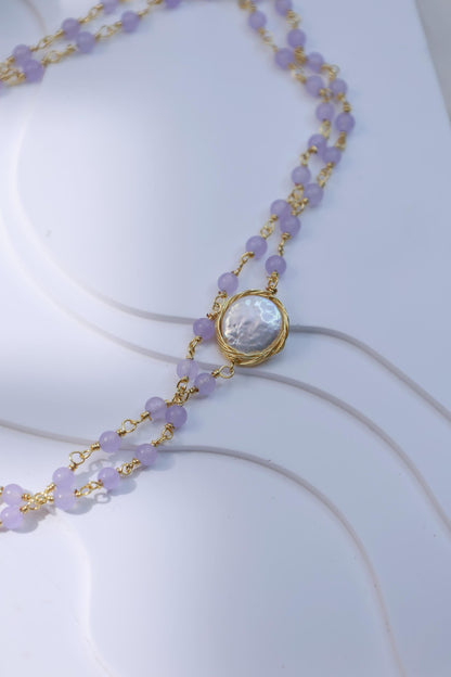 Purple Agate & Baroque Pearl 2-in-1 Necklace