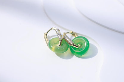 Green Agate Elegant Hoop Earrings