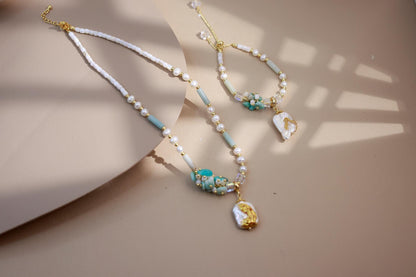 Hand-Painted Gold Foil Amazonite Set
