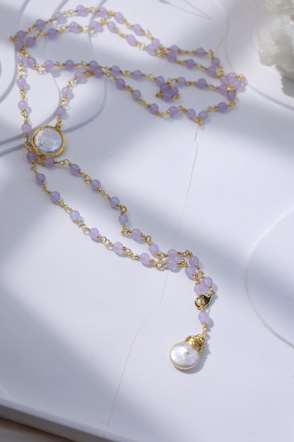 Purple Agate & Baroque Pearl 2-in-1 Necklace