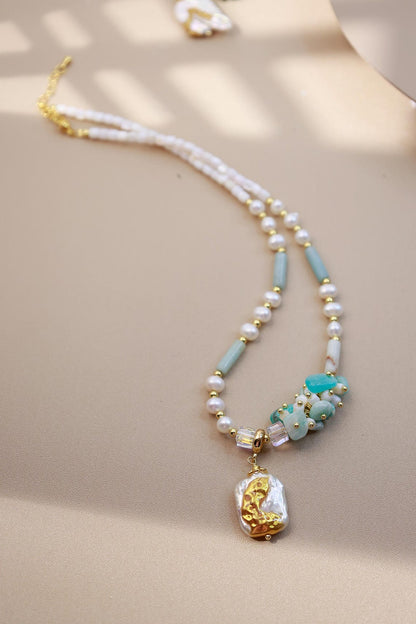 Hand-Painted Gold Foil Amazonite Set