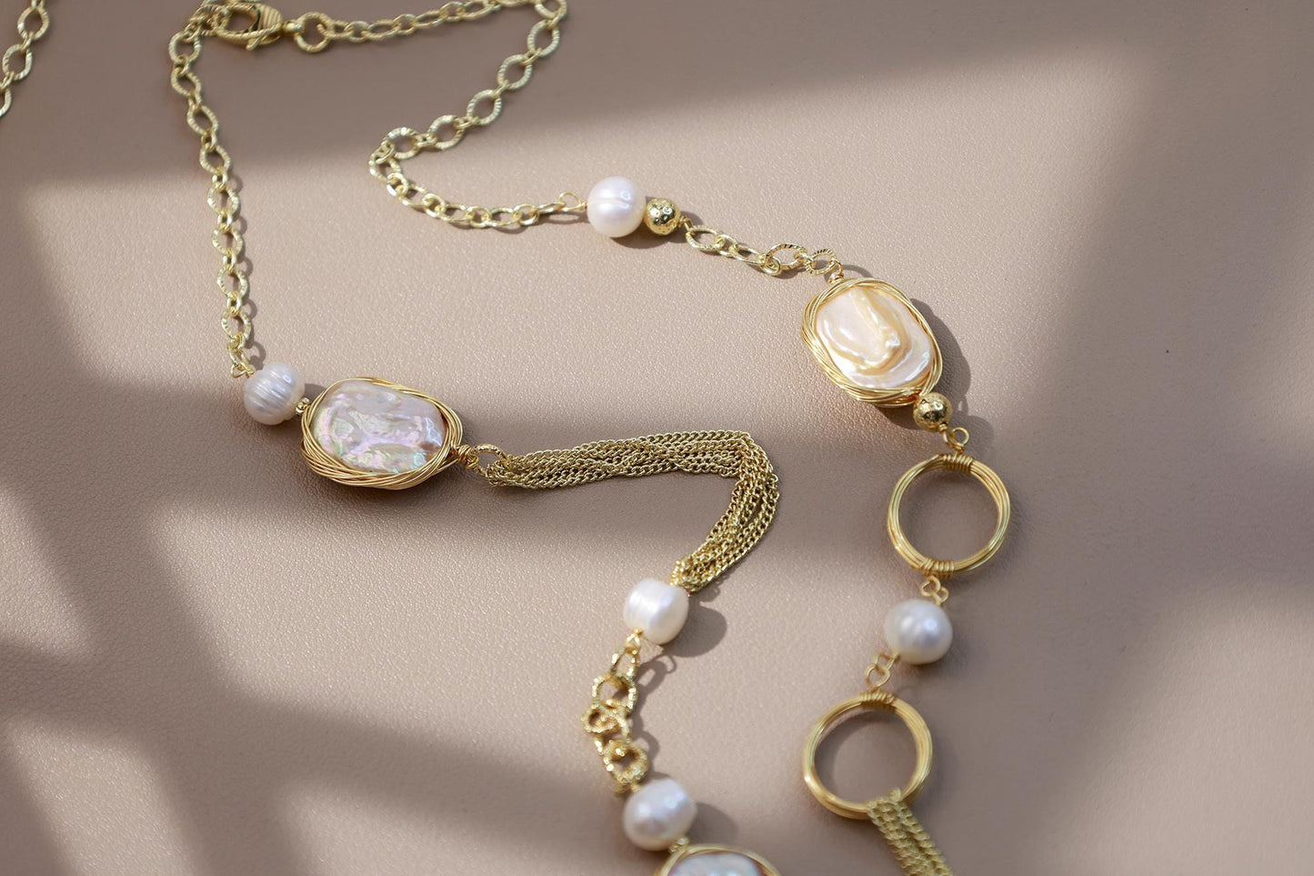 90cm Multiway Baroque Square Pearl Chain