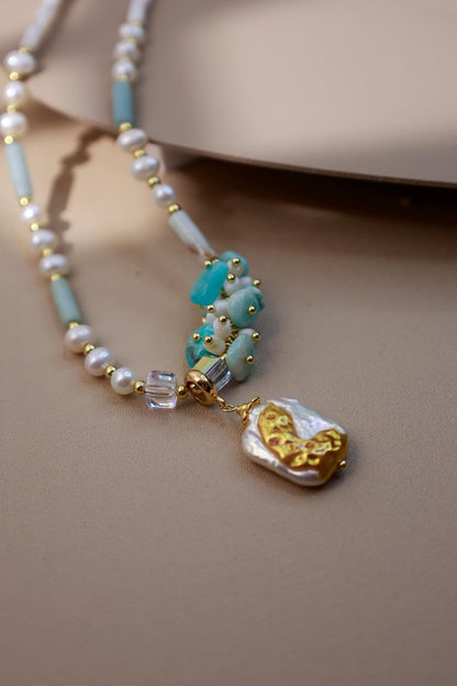 Hand-Painted Gold Foil Amazonite Set