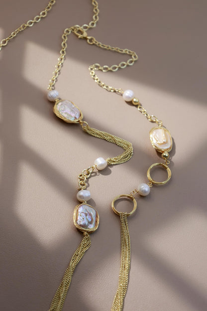 90cm Multiway Baroque Square Pearl Chain