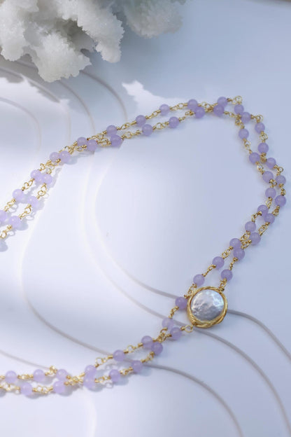 Purple Agate & Baroque Pearl 2-in-1 Necklace