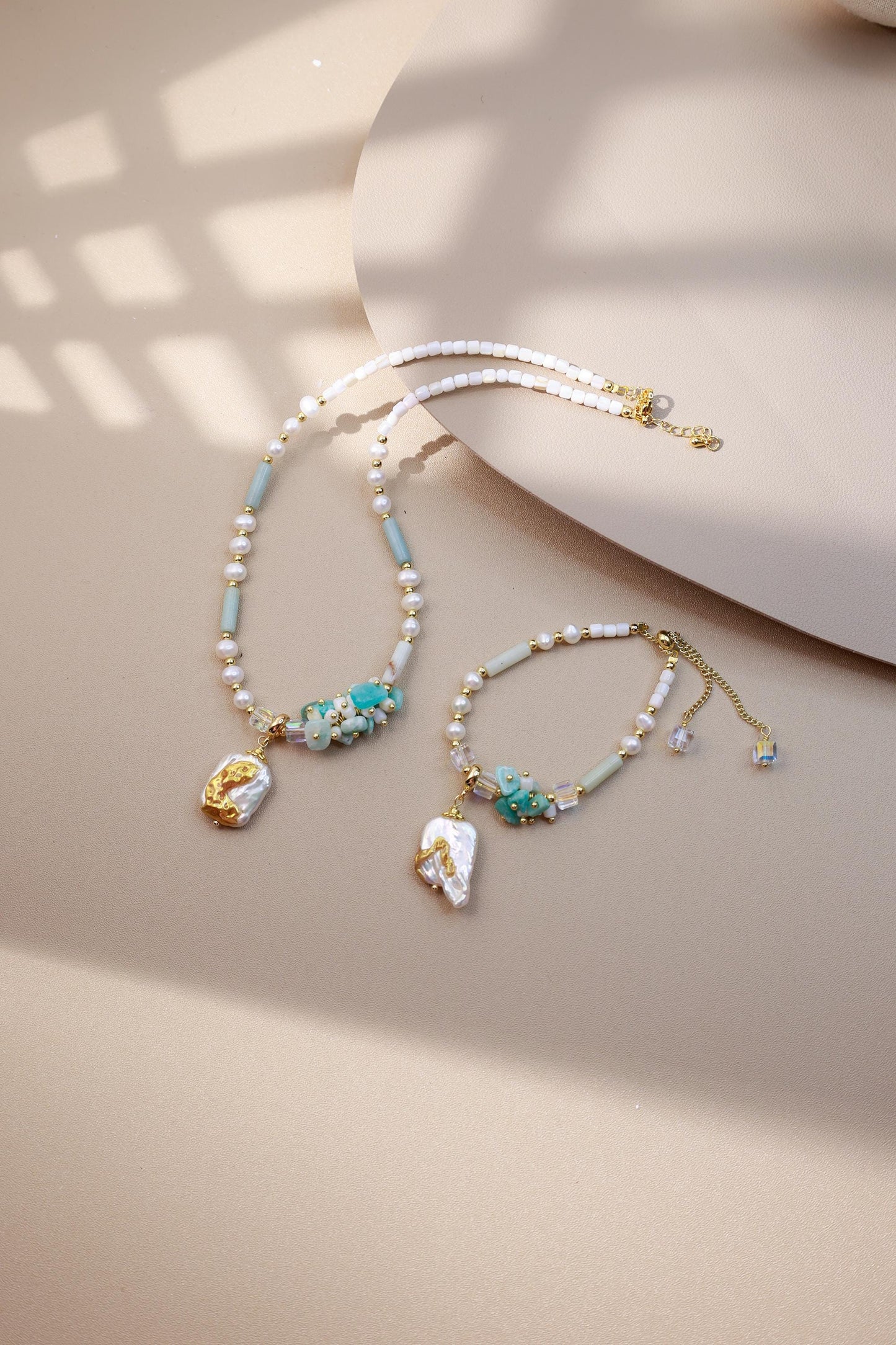 Hand-Painted Gold Foil Amazonite Set