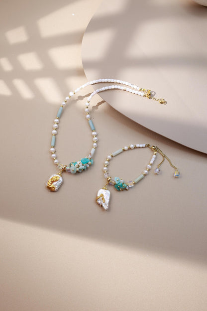 Hand-Painted Gold Foil Amazonite Set