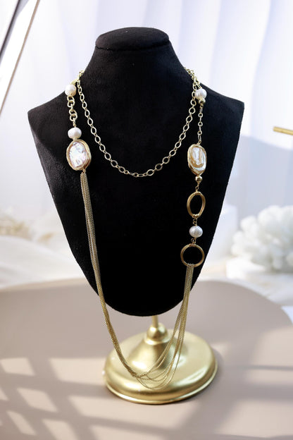 90cm Multiway Baroque Square Pearl Chain
