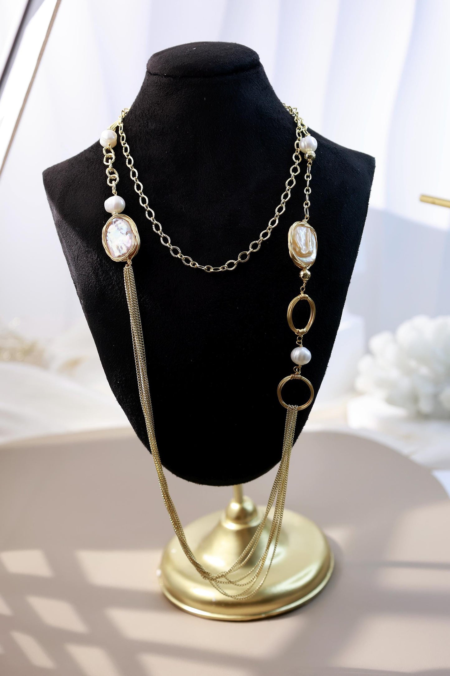 90cm Multiway Baroque Square Pearl Chain