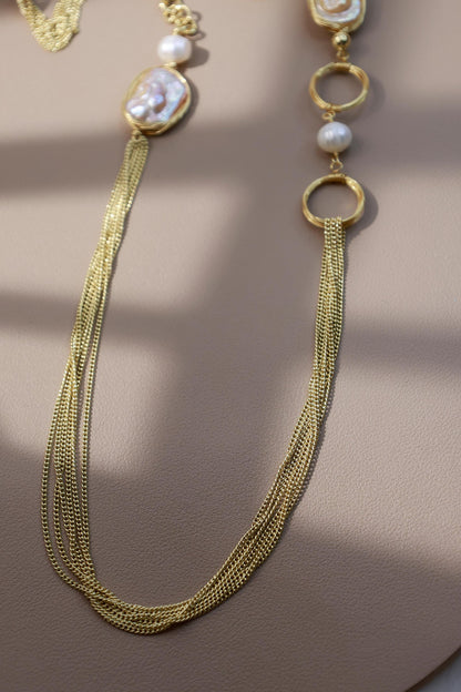 90cm Multiway Baroque Square Pearl Chain