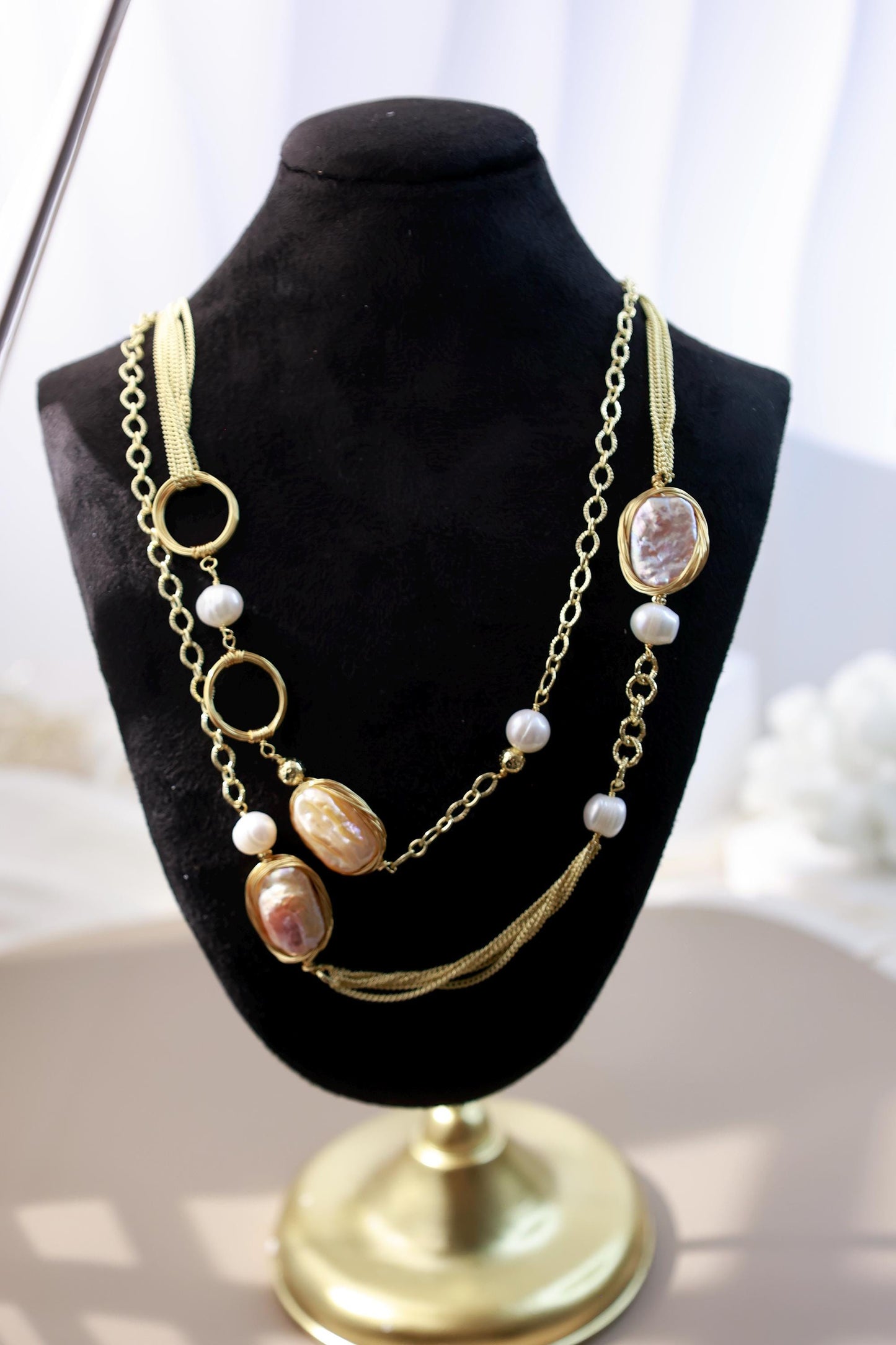 90cm Multiway Baroque Square Pearl Chain