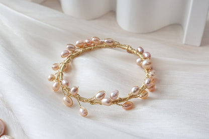 Greek Goddess Pearl Vine Cuff Bracelet