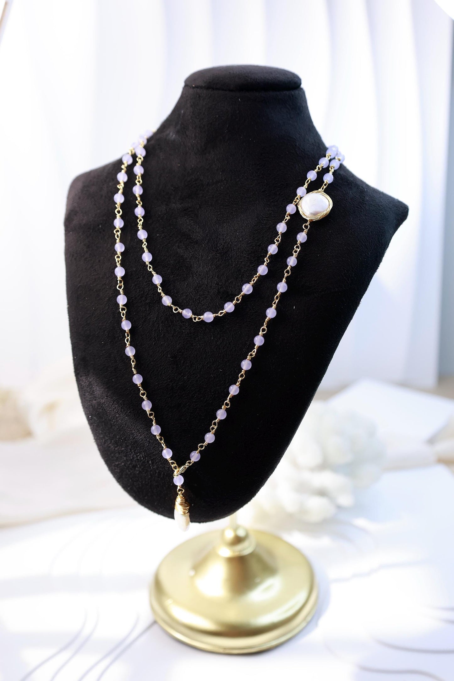 Purple Agate & Baroque Pearl 2-in-1 Necklace