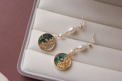Abalone Shell & Pearl Botanical Dangles