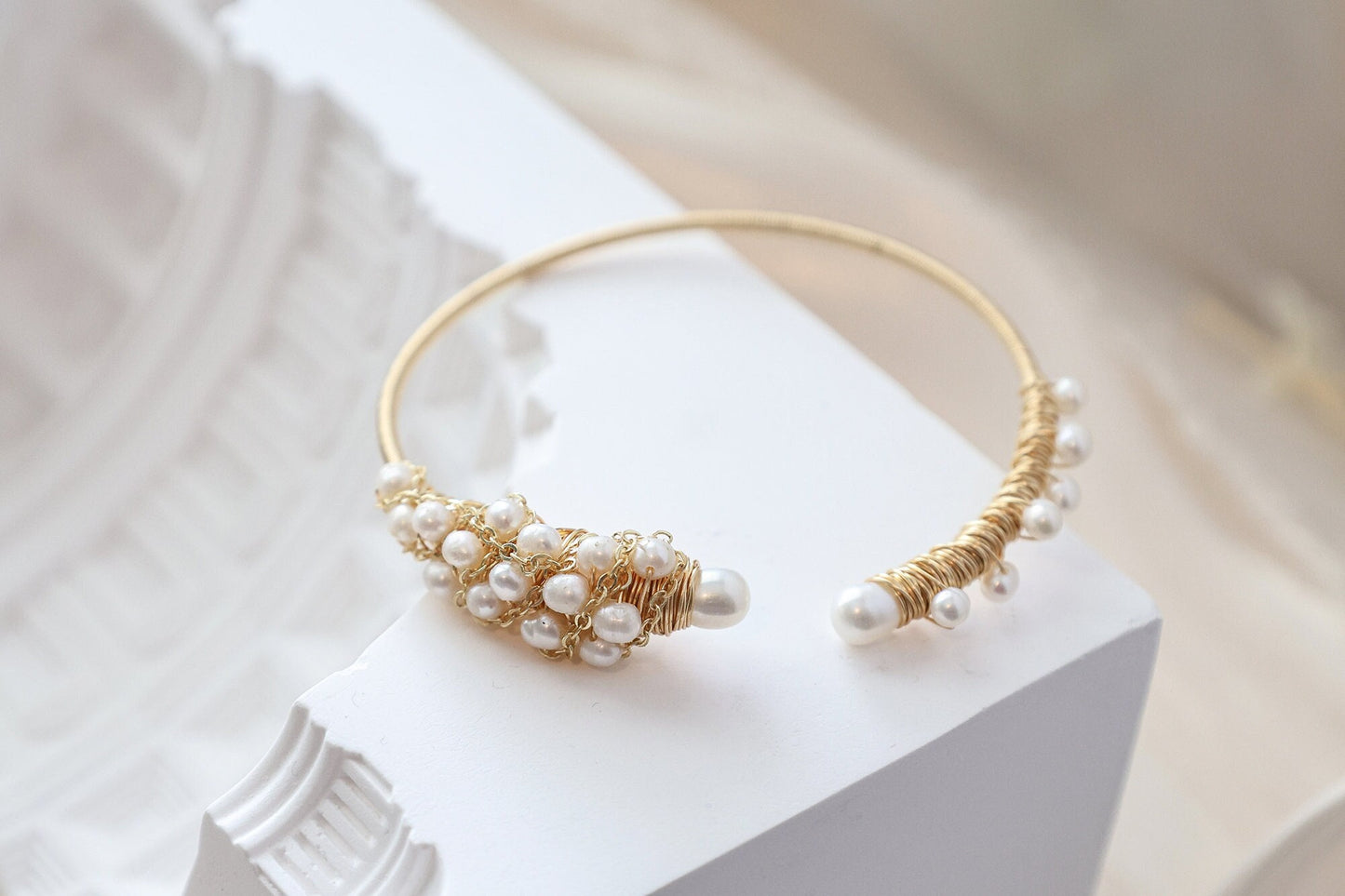 "Bunch of Grapes" Pearl Cluster Cuff Bangle