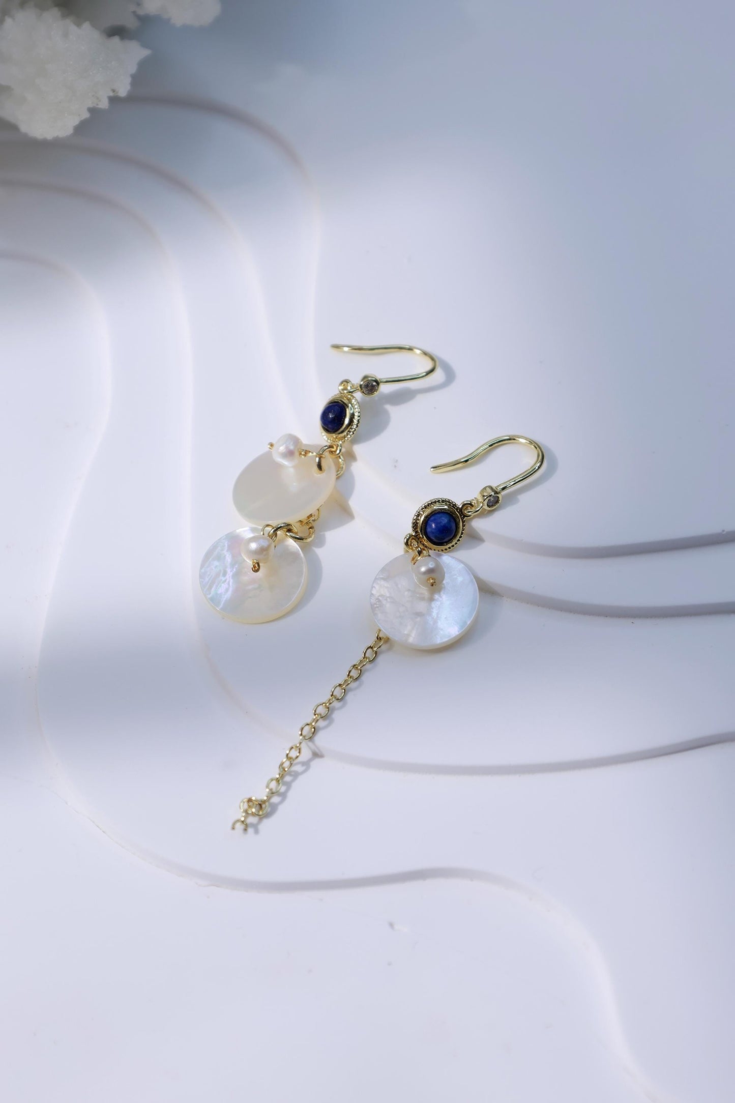 Mismatched Lapis Lazuli & Shell Dangles
