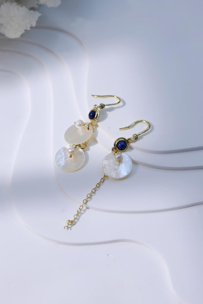Mismatched Lapis Lazuli & Shell Dangles