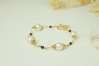 Lapis Lazuli & Baroque Pearl Spiral Bracelet