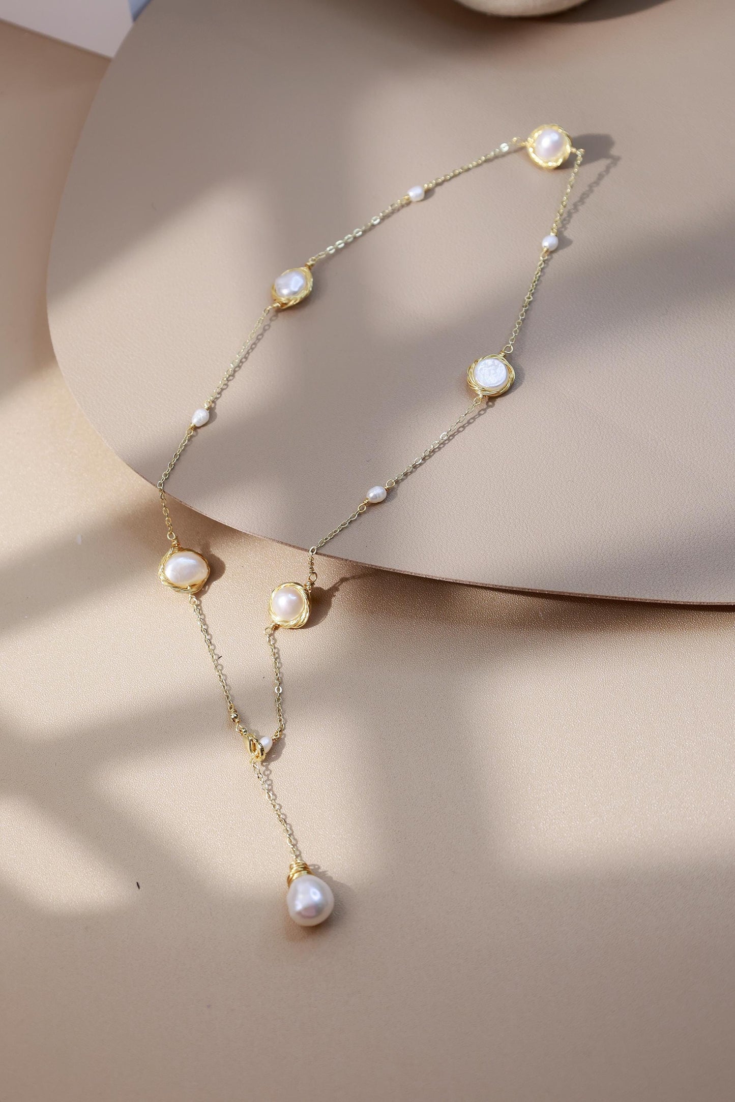 Artisan Shell Flower & Pearl Torque Choker