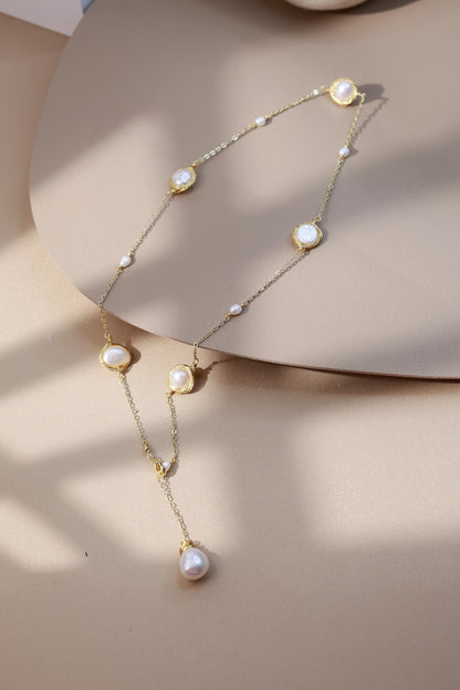 Artisan Shell Flower & Pearl Torque Choker