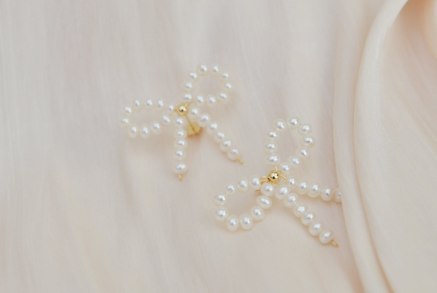 Handmade Mini Pearl Bow Studs