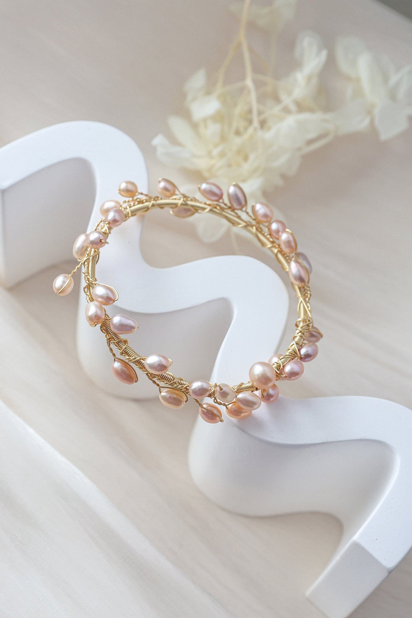 Greek Goddess Pearl Vine Cuff Bracelet