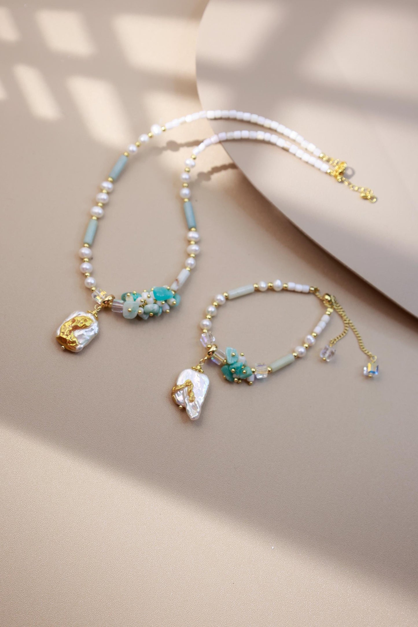 Hand-Painted Gold Foil Amazonite Set
