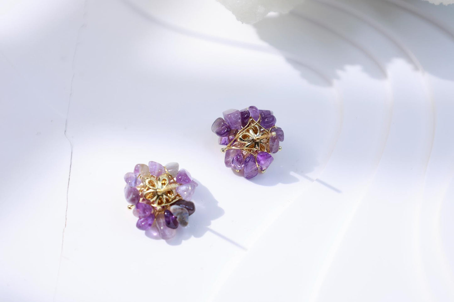 Amethyst & Pearl Miniature Flower Studs