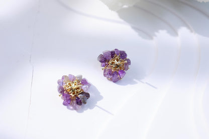 Amethyst & Pearl Miniature Flower Studs