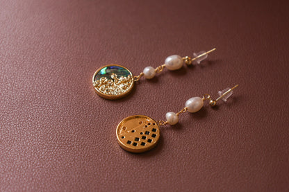 Abalone Shell & Pearl Botanical Dangles