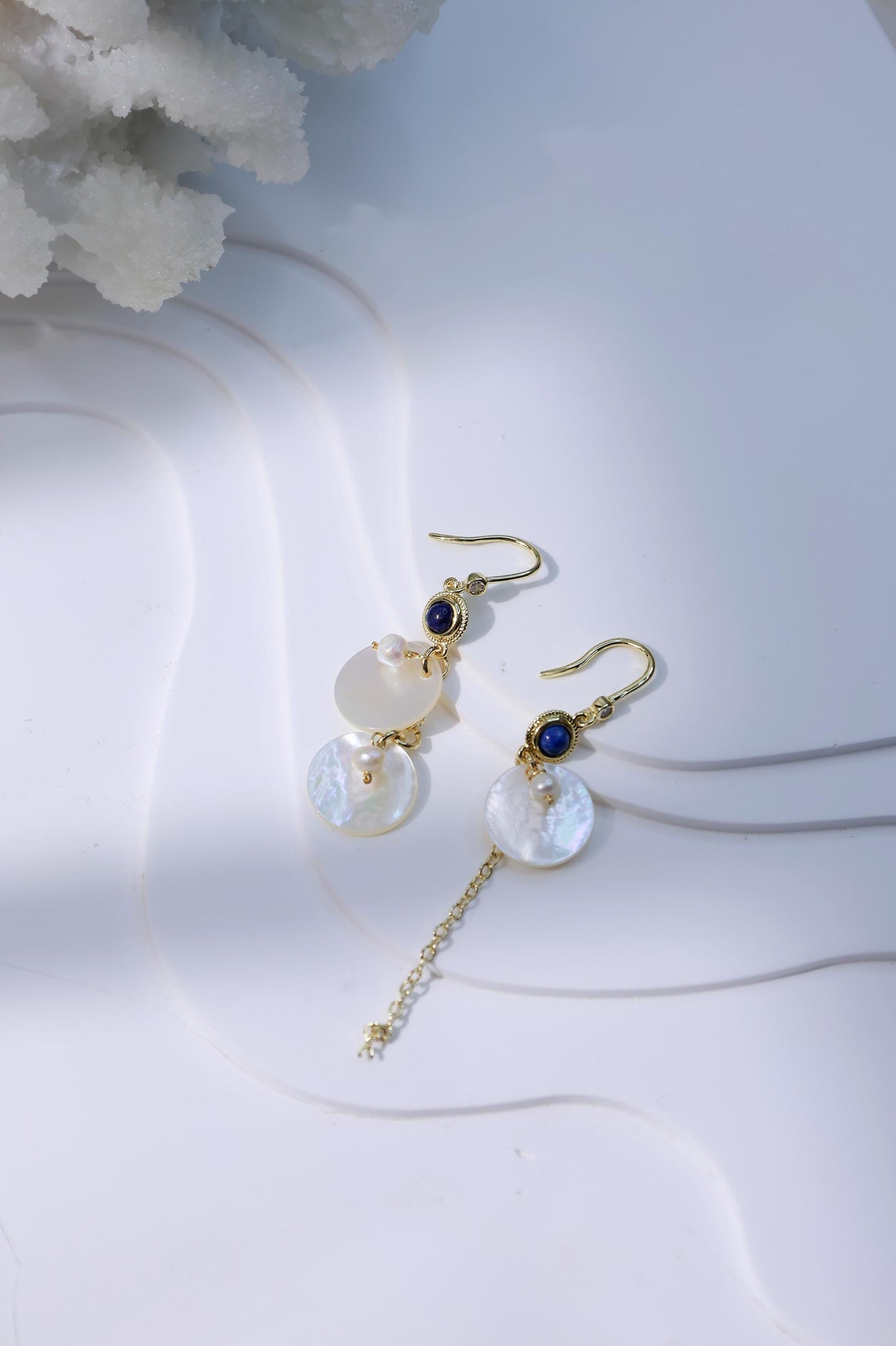 Mismatched Lapis Lazuli & Shell Dangles