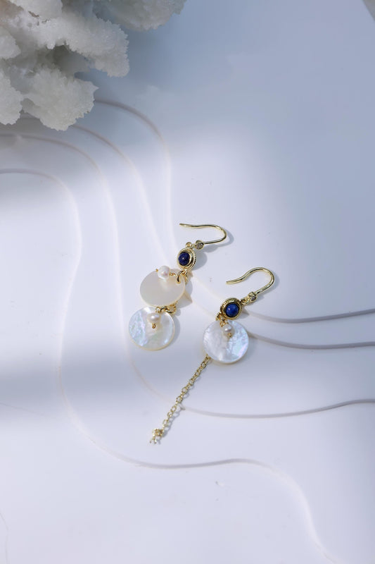Mismatched Lapis Lazuli & Shell Dangles
