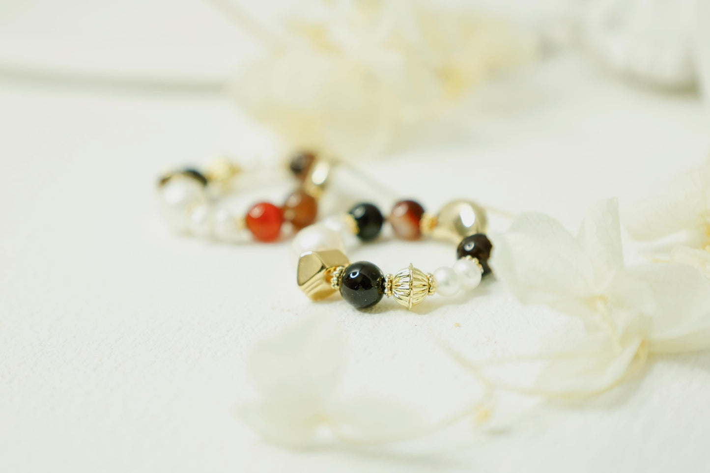 Vibrant Mixed Gemstone Pearl Hoops