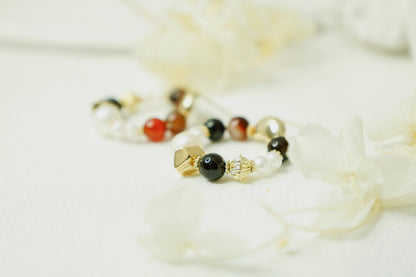 Vibrant Mixed Gemstone Pearl Hoops