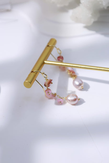 Pink Shell & Pearl Tassel Dangles