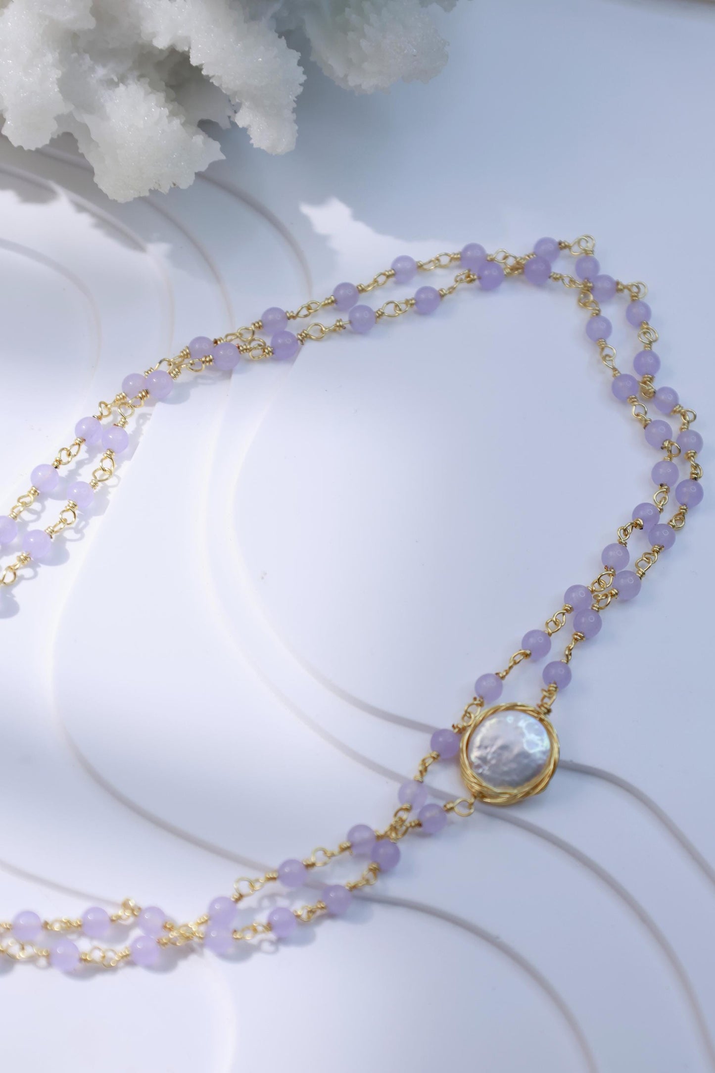 Purple Agate & Baroque Pearl 2-in-1 Necklace