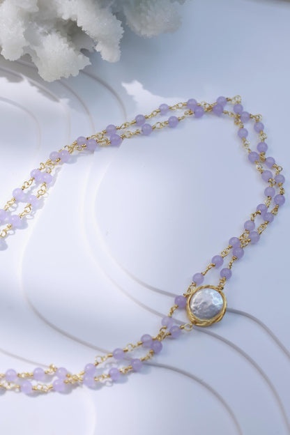 Purple Agate & Baroque Pearl 2-in-1 Necklace